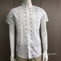 Camisa de manga curta 100% algodão moda masculina estampada